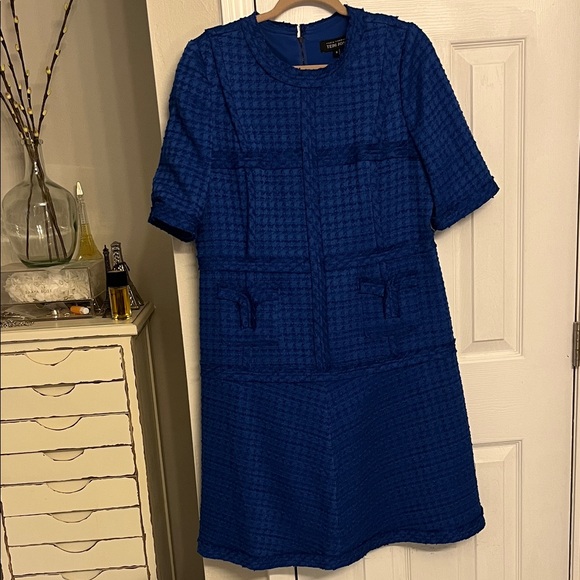 Teri Jon Royal Blue Textured Midi Dress